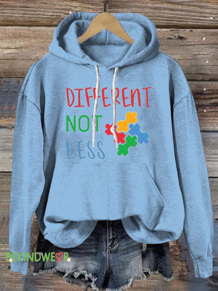 Autism Different Not Less Prints Casual Hoodie LightBlue / S
