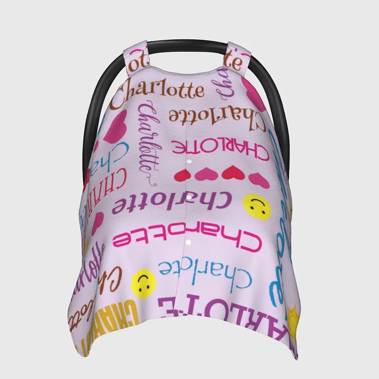 Personalized Baby Smiley Face Car Seat Canopy for Comfort & Unique| C73