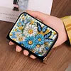 (US Local)Flower 5D DIY Diamond Painting Wallet Diamond Painting Card Holder Coin Purse
