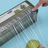 Cling Film Dispenser with Cutter Refillable Plastic Wrap Organizer for Kitchen