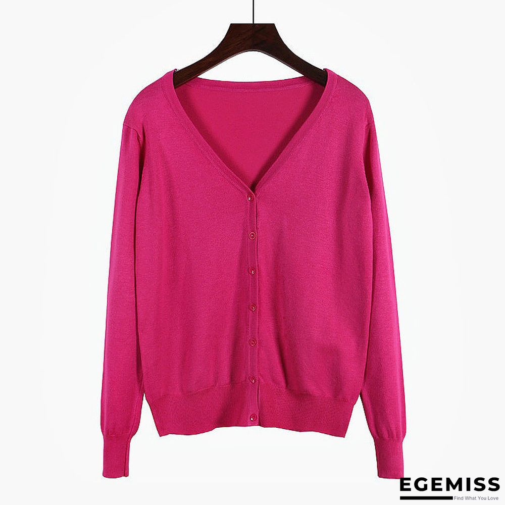 Cardigan Long Sleeve V Neck Air Conditioned Shirt Slim and Simple | EGEMISS