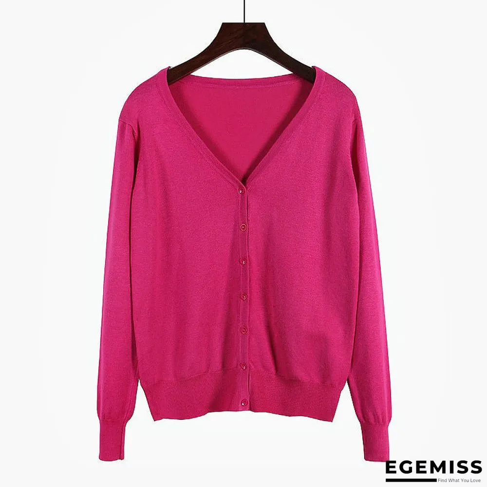Cardigan Long Sleeve V Neck Air Conditioned Shirt Slim and Simple | EGEMISS