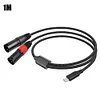 USB-C to Dual XLR 3Pin Cable Braided Type C to XLR Male Output Stereo Cord
