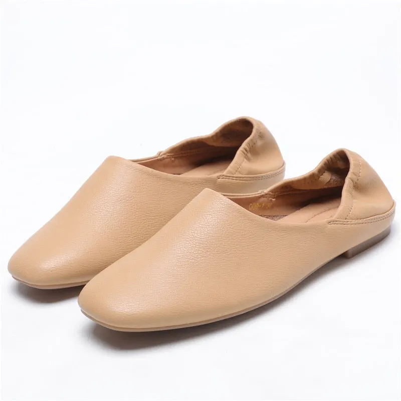 Ladies Flats new ballerinas soft leather moccasins slip on retro grandma shoes spring summer driving shoes woman mules slippers