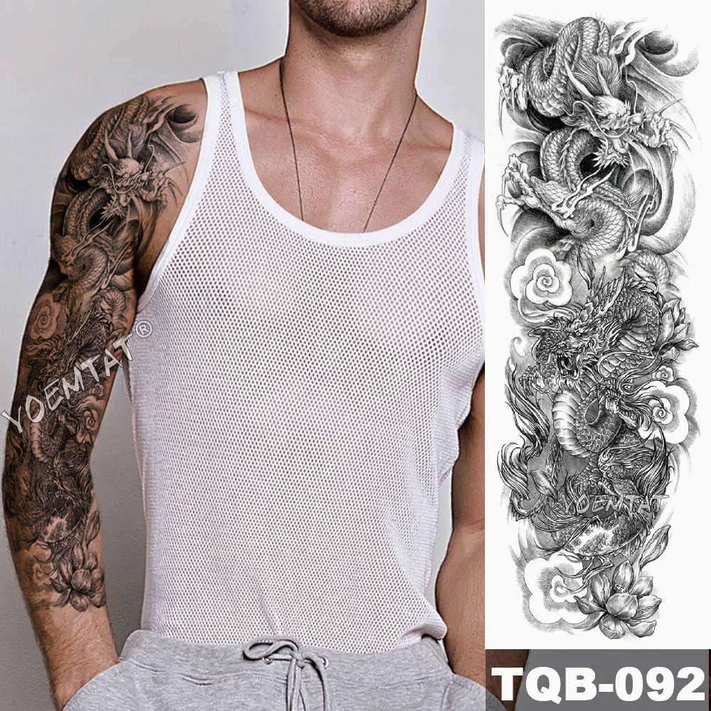 Large Arm Sleeve Tattoo Owl Angel Rose Waterproof Temporary Fake Tatoo Sticker Skull Fox Wings Men Women Full Totem Tatto Artes