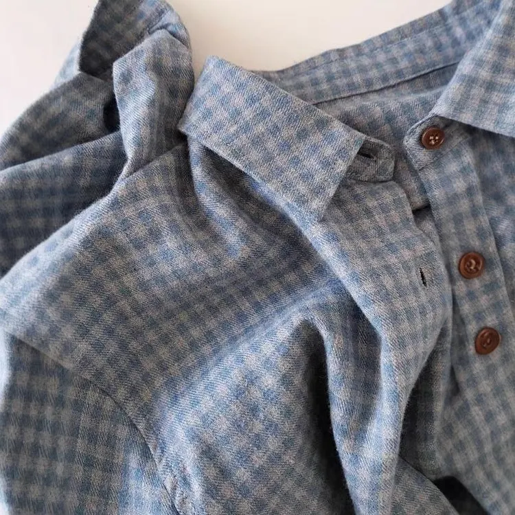 Athvotar Athvotar Gray Plaid Shirt Women 2025 Spring And Autumn New Loose Lazi Folding Shirt Coat Top