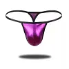 Men&lsquo;s Sexy Bright Faux Leather Pouch G-string Thongs Underwear Male Bikini Panties