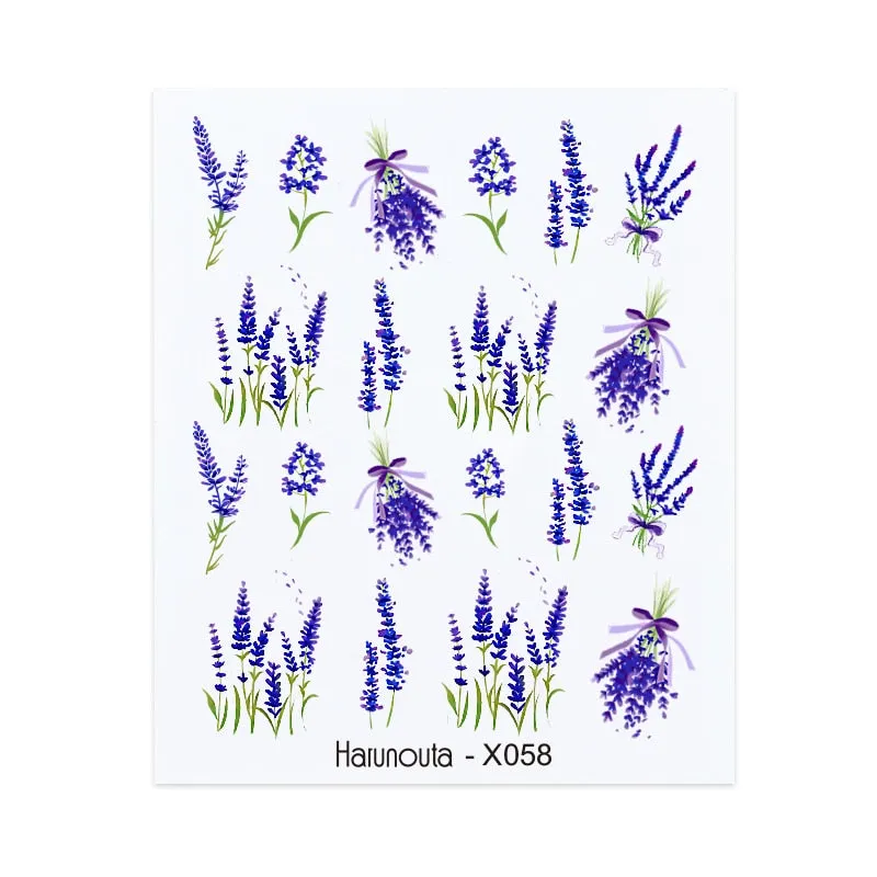 Harunouta Geometrics Line Water Decals Stickers Flower Leaves Tropical Plants Slider For Nails Spring Summer Nail Art Decoration