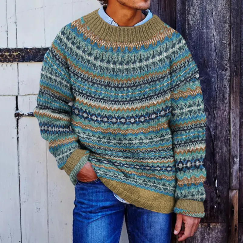 Vintage Icelandic Tribal Geometric Knit Sweater