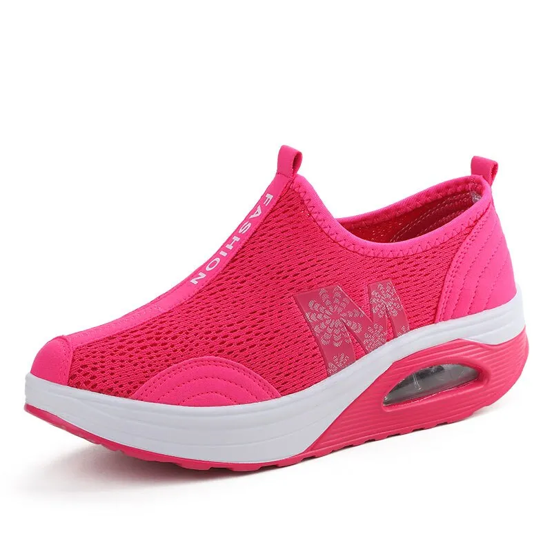 MWY Women Chunky Sneakers Casual Vulcanize Shoes Breathable Mesh Wedge Shoes Platform Trainers Women Zapatillas De Mujer