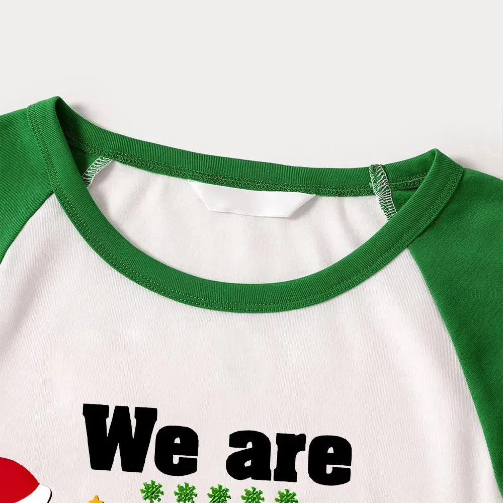 Christmas We are Family 2024 Letter Print Green & Black Plaid Family Matching Pajamas With Dog
