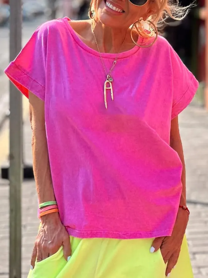 Women's Pure Color Casual Tee