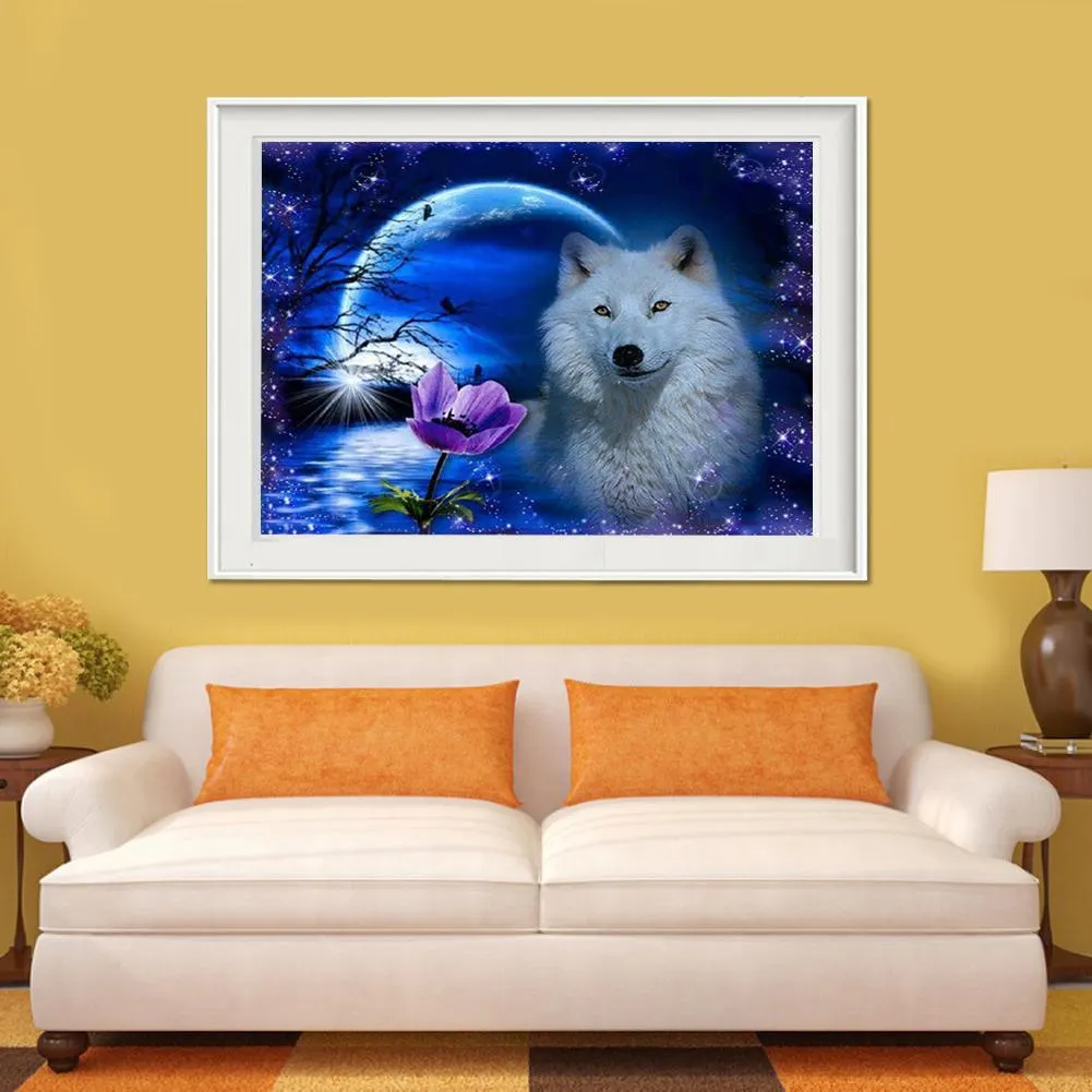 Diamond Painting - Partial Round Drill - Night Wolf(40*30cm)