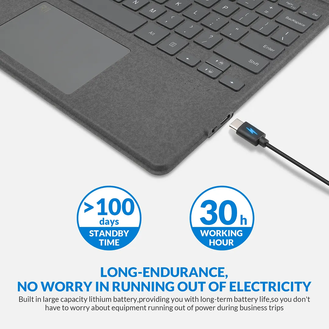 Rii SF108 Surface Pro Type Cover, Bluetooth Wireless Keyboard  Compatible Microsoft Surface Pro 8/9/x Only