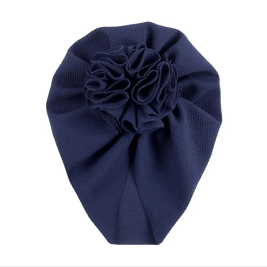 Newborn Baby Infant Toddler Boys Girls Solid Head Wrap Turban Cap Headband Beanie Hats Big Ruffled Flower Caps