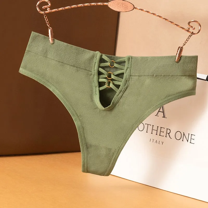 New Women's Thong Pants Sexy Solid Panties Fashion Hollow Out Comfort G-String Low Waist Seamless Underpants Female Lingerie