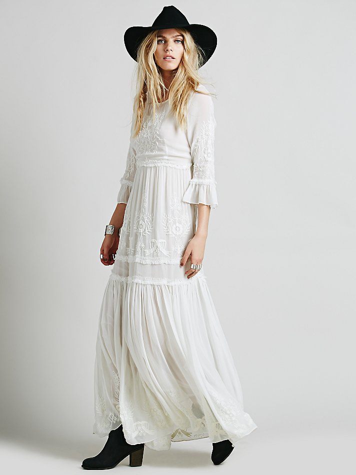 Women&rsquo;s Spring and Autumn Bohemian Embroidered Long Fairy Dress