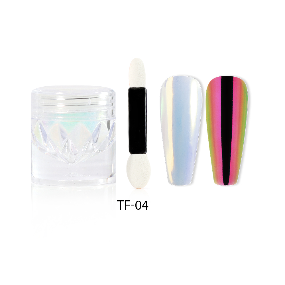 Aurora Unicorn Mirror Powder with Sponge Stick | High Light Nail Powder |  TF-04
