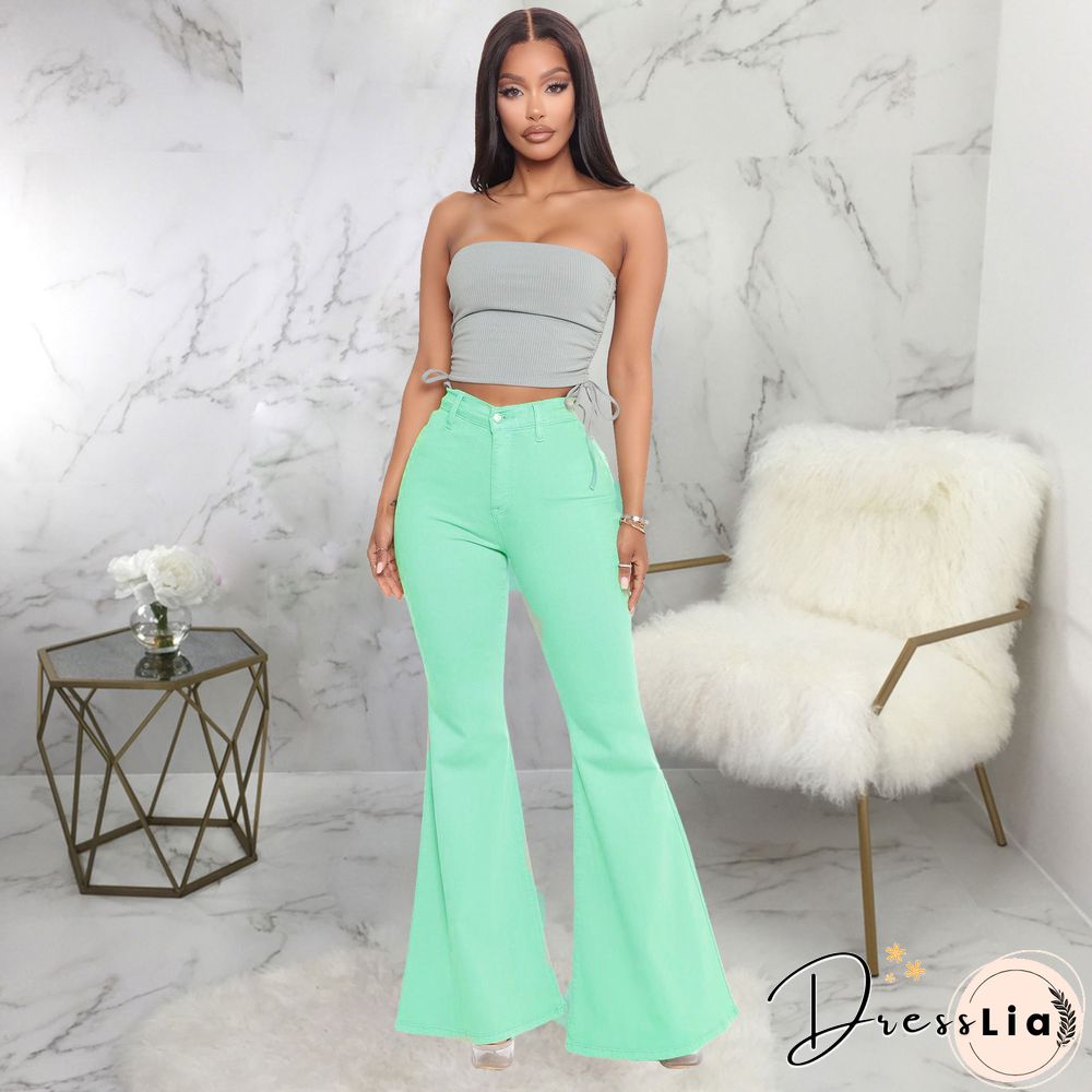 High Waist Stretch Plus Size Flare Jeans Pants