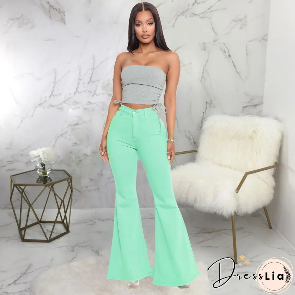 High Waist Stretch Plus Size Flare Jeans Pants