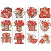 12pcs Flowers DIY Mini Round Diamond Painting Table Decor No Frame15x15cm