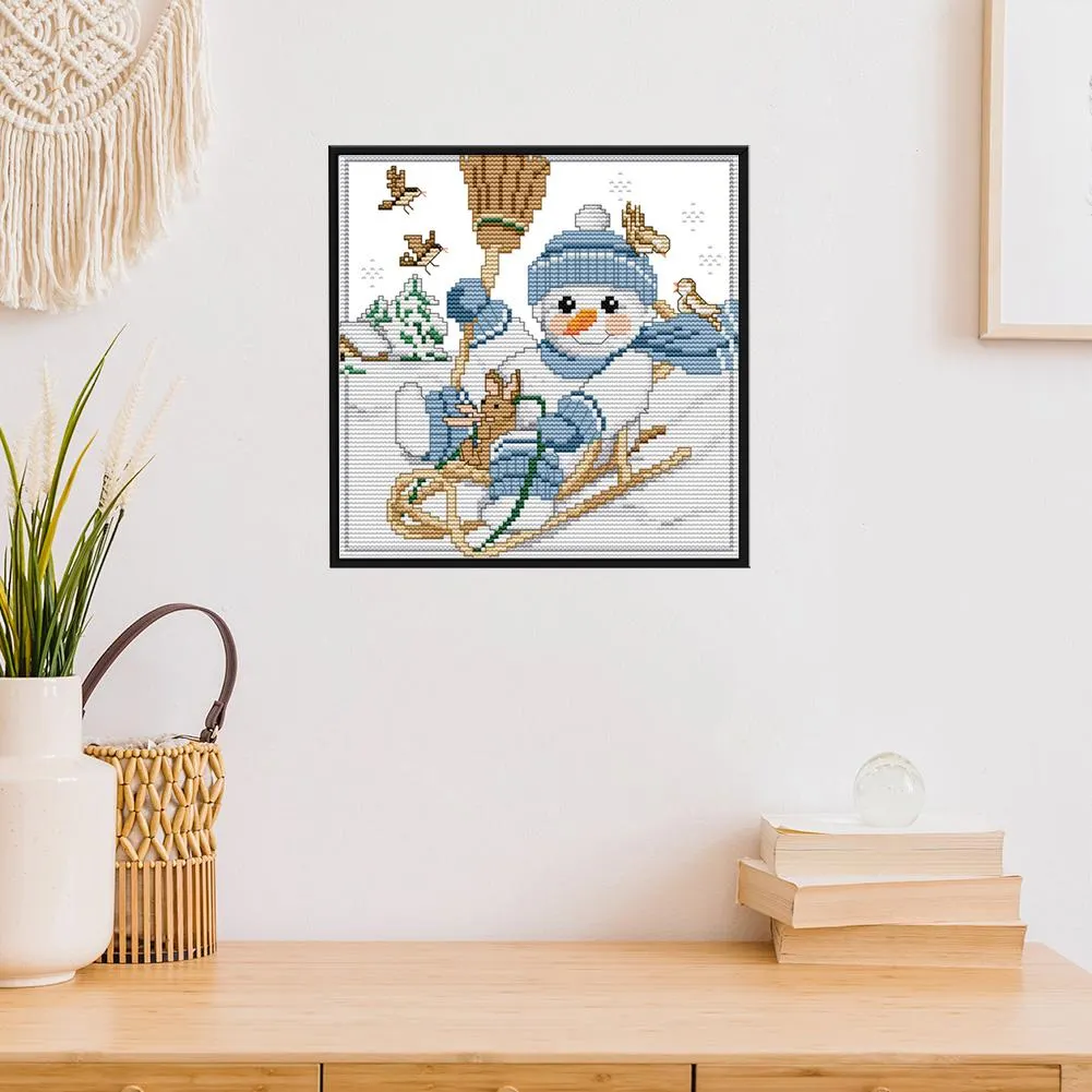 14ct Stamped Cross Stitch - Christmas Snowman (26*23cm)