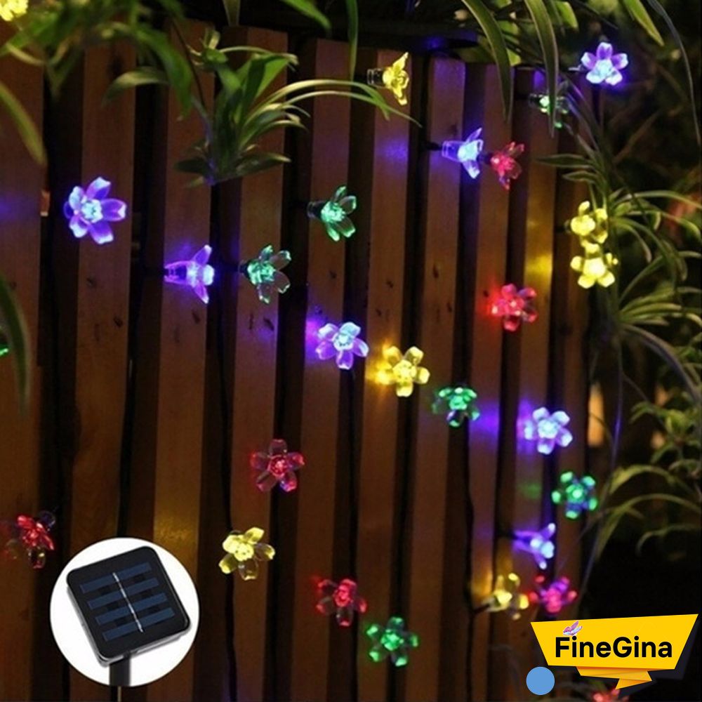 Outdoor Solar Fairy Lights Cherry Blossoms Solar Christmas Lighting For The Courtyard Outdoor Decorative Lighting Colourful Lamp