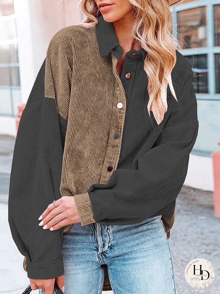 Summer Corduroy Colorblock Jacket