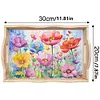 (US Local)Wooden Flower 5D DIY Diamond Painting Serving Tray with Handle for Desk Decor