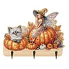 Wooden Halloween Pumpkin Elf 3 Hooks Diamond Painting Hook Rail DIY Craft Decor
