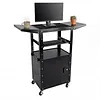 [US Local Warehouse] Rolling AV Carts Cabinet & Stands with Locking Cabinet Keyboard Tray Printer Craft Utility Cart with Wheels Height Adjustable 36-44 in 110lbs for Classroom Office