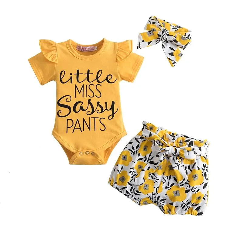 Baby Summer Romper + Dots Shorts Pants Cotton Kids Clothes Sets 3pcs Baby Girl Mouse Pattern Cartoon Clothes With Cute Headband