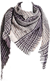 Women's Warm Woollen Scarf Triangle Shawls Winter Scarves Stripe Plaid Scarf