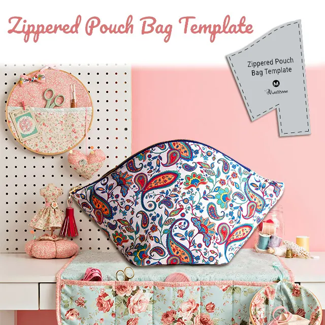 Sewing Zippered Pouch Bag Template - Include Instructions