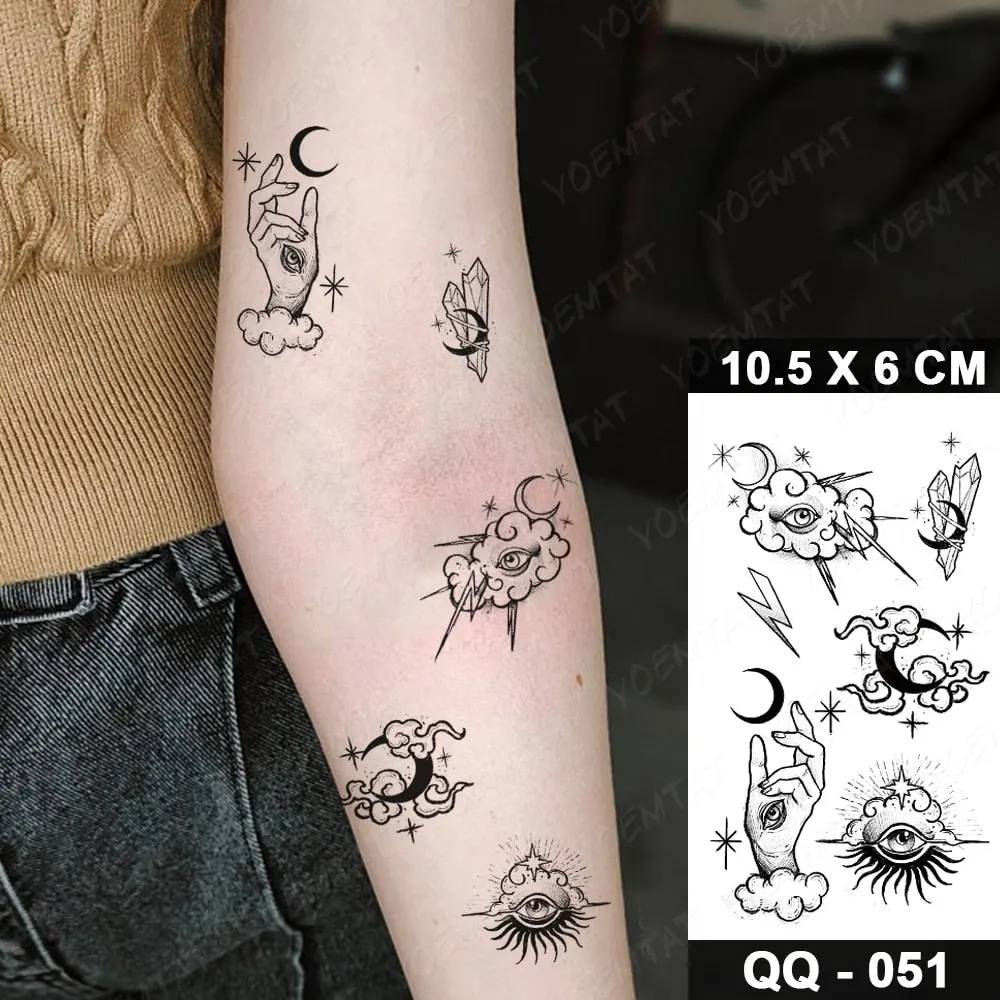 Waterproof Temporary Tattoo Sticker Small Lines Flowers Flash Tatoo Geometry Hand Arm Wrist Fake Tatto For Body Art Women Child