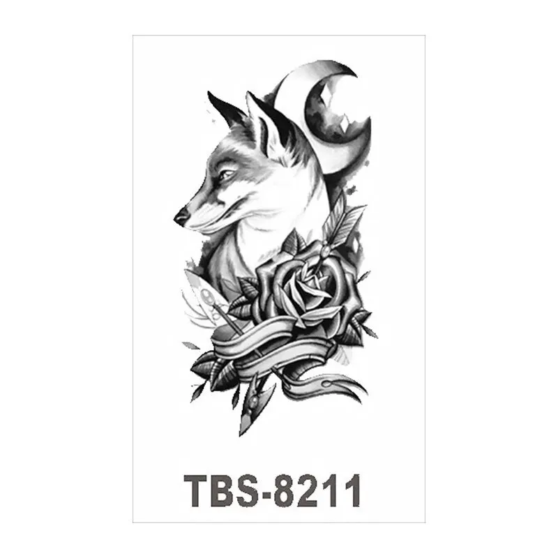 Waterproof Temporary Tattoo Stickers Wolf Fox Tattoo Chest Stickers Leg Arm Tatoo Man Woman Fake Tattoo Art Fashion Body Jewelry