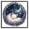 White Cat On The Moon - 11CT Stamped Cross Stitch - 50*50cm