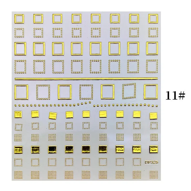 1 Sheet Christmas 5D Nail Stickers Gold And Sliver Snowflakes Transfer Nail Decals Slider Decoration For Manicuries