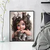 Little Girl And Cat-11CT Stamped Cross Stitch 40*50cm/15.75*19.69in
