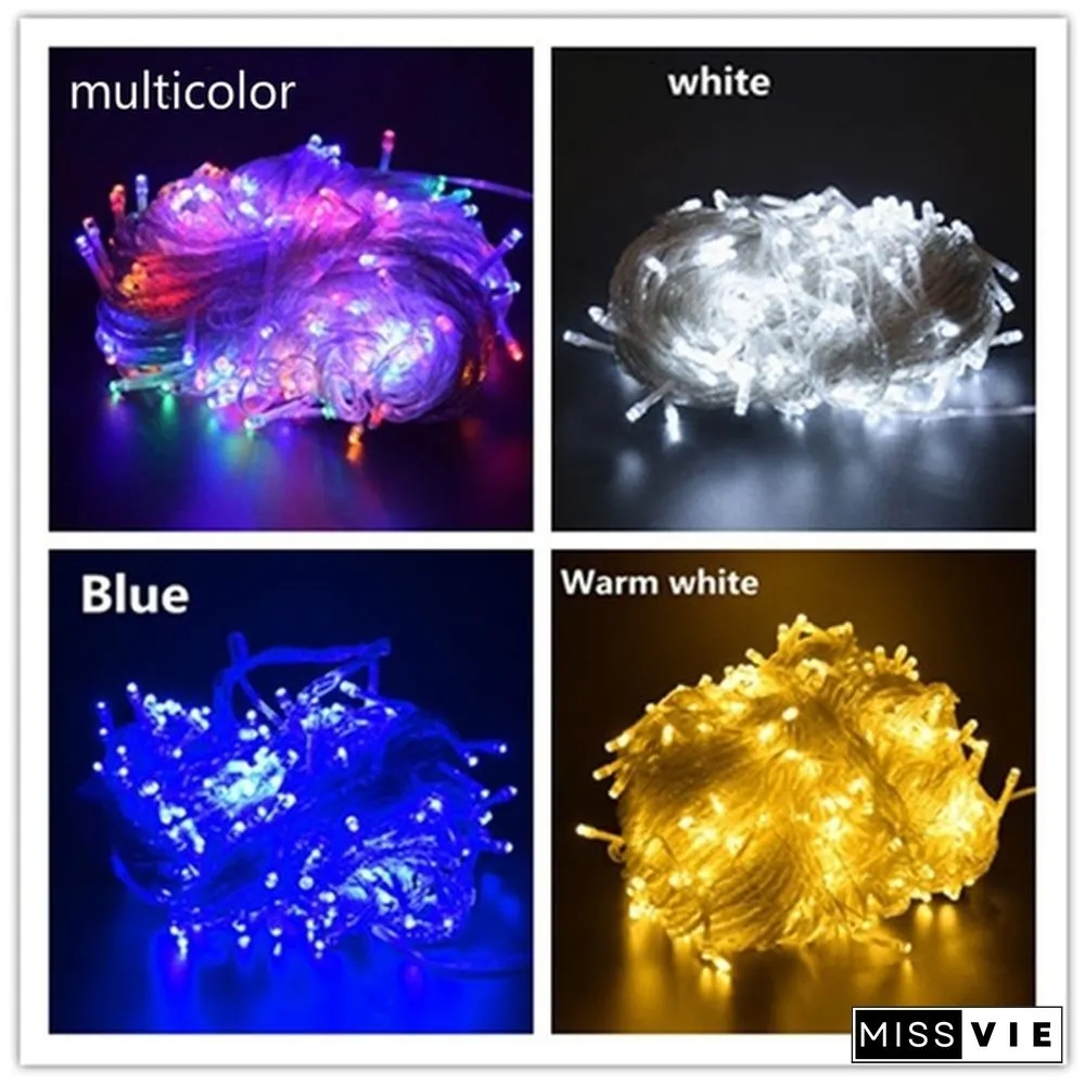 New Droop Curtain Icicle String Light 100LED 10M Christmas/Wedding/Party Decoration Lights Garland AC 110V 220V Outdoor Waterproof Led Lamp 4 Colors