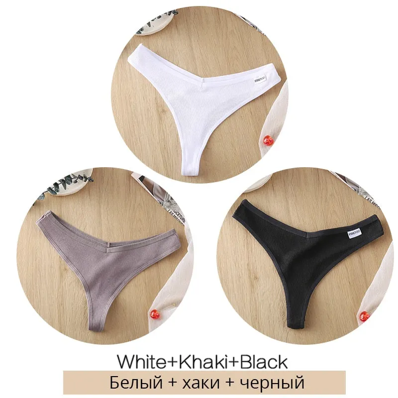 FINETOO 3Pcs/set Cotton Thongs Women Fruit Embroidery G-string Panties M-XL Low Waist T-back Underpants Ladies Underwear Panty