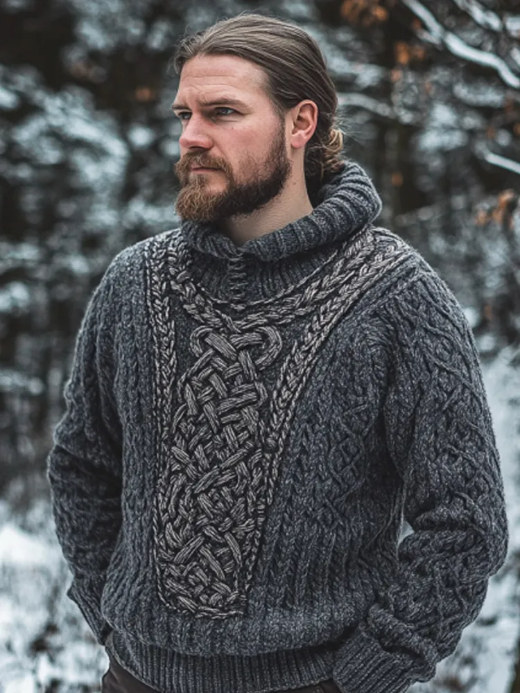 Men's Vintage Viking Inspired Celtic Jacquard Sweater