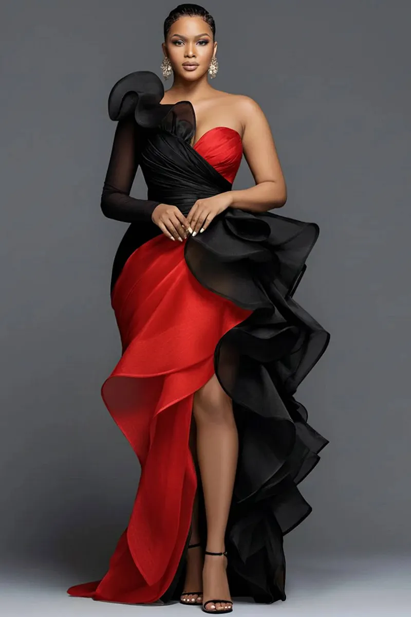 strapless open back dress Asymmetrical One Shoulder Sequin Prom Gown CH126 – Sparkly Gowns main image 1
