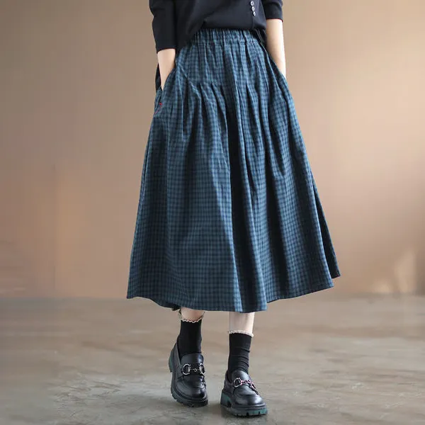 Retro Plaid Printed Comfy Midi Dress