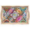 (35*24.5cm)Wooden Retro Mandala Pattern 5D DIY Diamond Painting Serving Tray with Handle Kit