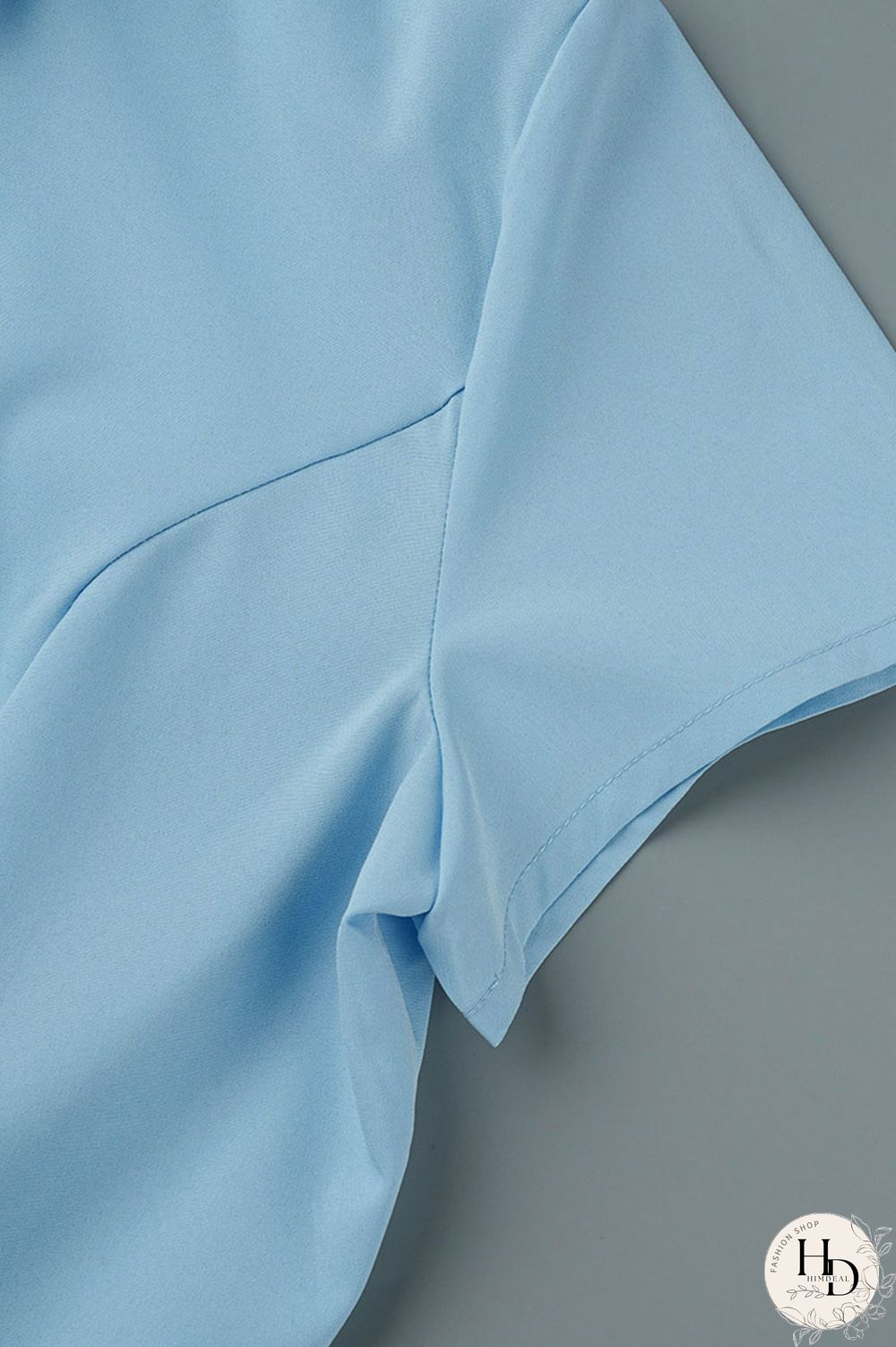 Sky Blue Fashion Casual Solid Asymmetrical Turndown Collar Tops