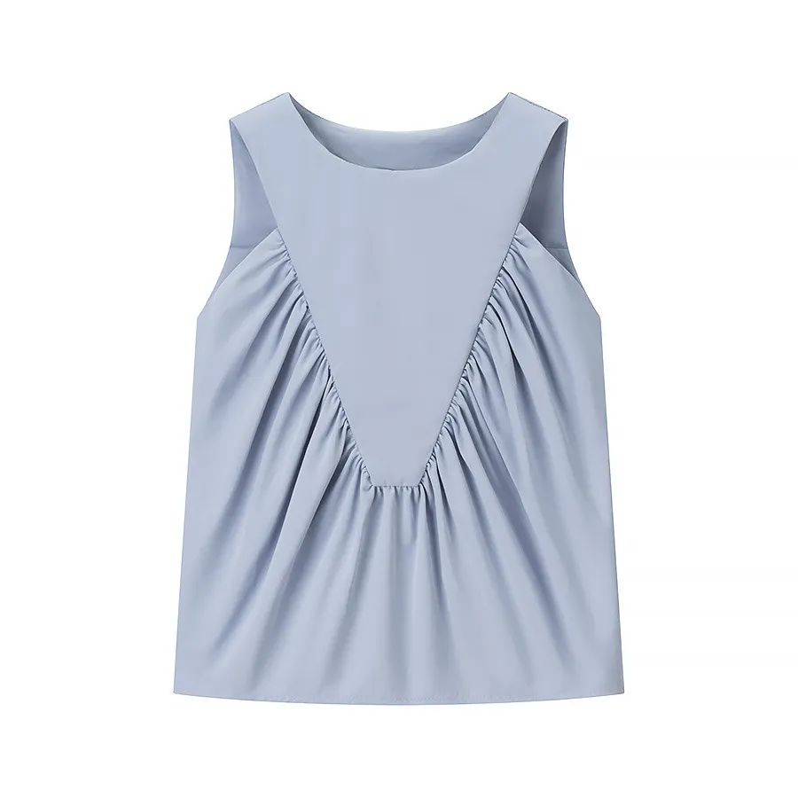 Nigikala Nigikala Women's Dress 2025 Summer Collar Sleeveless Wrinkle Shirt Shirt Top Women C92423F