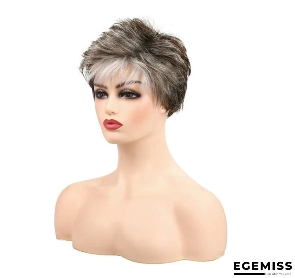 Fashion Wig Short Hair Ladies Brown Gradient Headgear | EGEMISS