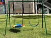 [US Local Warehouse] Swing Set Frame Rust Proof Outdoor Swing Stand Backyard Metal Hammock Stand Set Double Swinging Frame Set for Kindergarten Shopping Mall Park