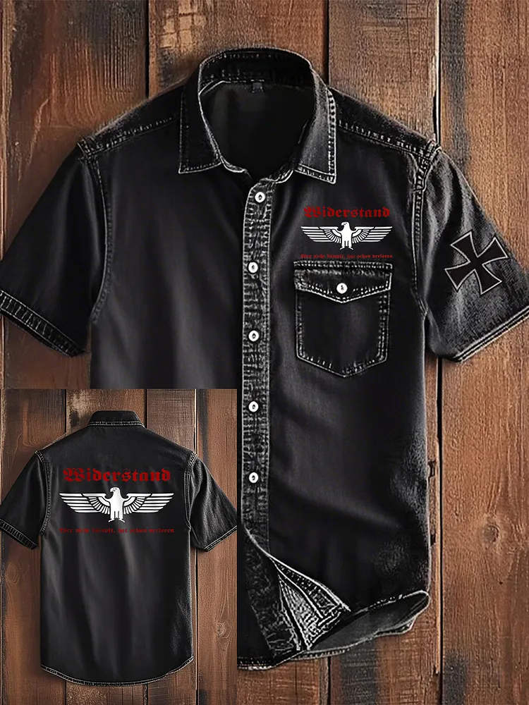 Herren Wider stand wer nicht k&auml;mpft Hut verloren bedrucktes Kurzarm-Shirt